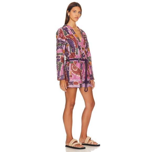 NWT FREE PEOPLE Atlas Quilted One-Piece Romper $228 MEDIUM Berry Combo - Picture 5 of 7
